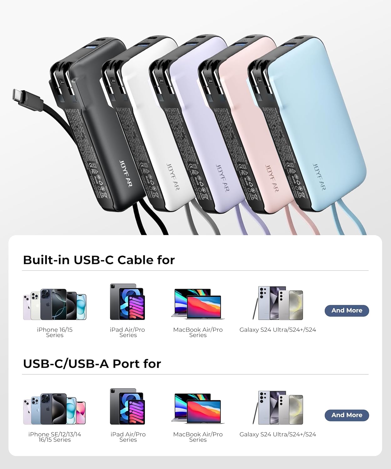 JOYFAR 10000mAh portable charger with built-in USB-C cable

JOYFAR fast charging power bank 22.5W for iPhone and Samsung

JOYFAR USB-C travel battery pack with foldable plug

JOYFAR compact power bank with LCD display and 3 outputs

JOYFAR universal USB-C power bank for iPhone 16 and Galaxy S23

JOYFAR pocket-size portable charger for travel and flights

JOYFAR certified safe power bank with temperature control

JOYFAR mini 10000mAh power bank with built-in cable and plug

JOYFAR USB-C and USB-A power bank 